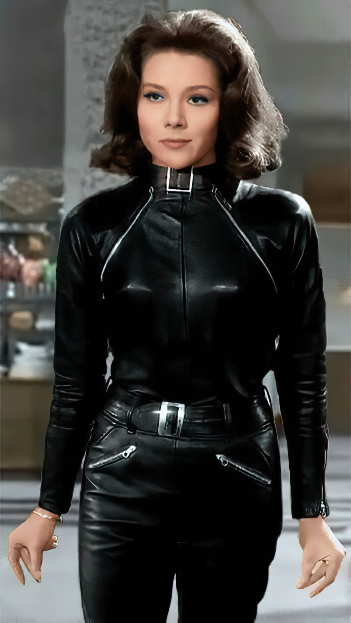 Dame Diana Rigg adorned in leather catsuit for TV Show 'The Avengers'