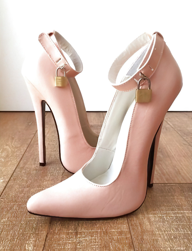 Locking High Heel Leather Pumps